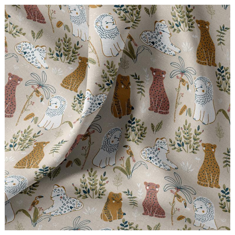 Printed Cotton BADOU Greige / Tawny Multicolored